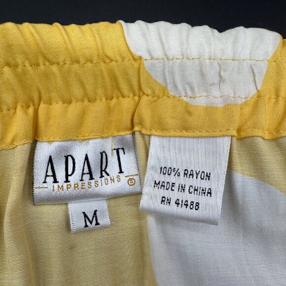 Vintage Skirt 1990s Polka Dot Apart Impressions Yellow White Medium Retro Office - Picture 4 of 6
